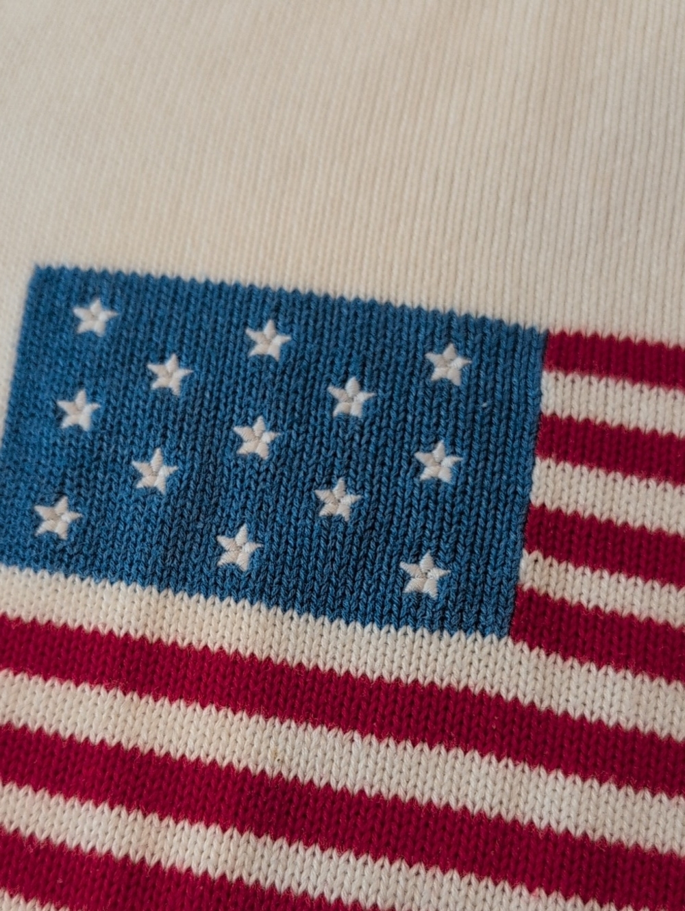 Ellsworth + Ivey Classic Crew Sweater American Flag Cotton Blend - Picture 4 of 6
